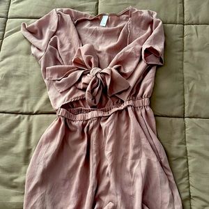 Short Sleeve Front Tie Romper